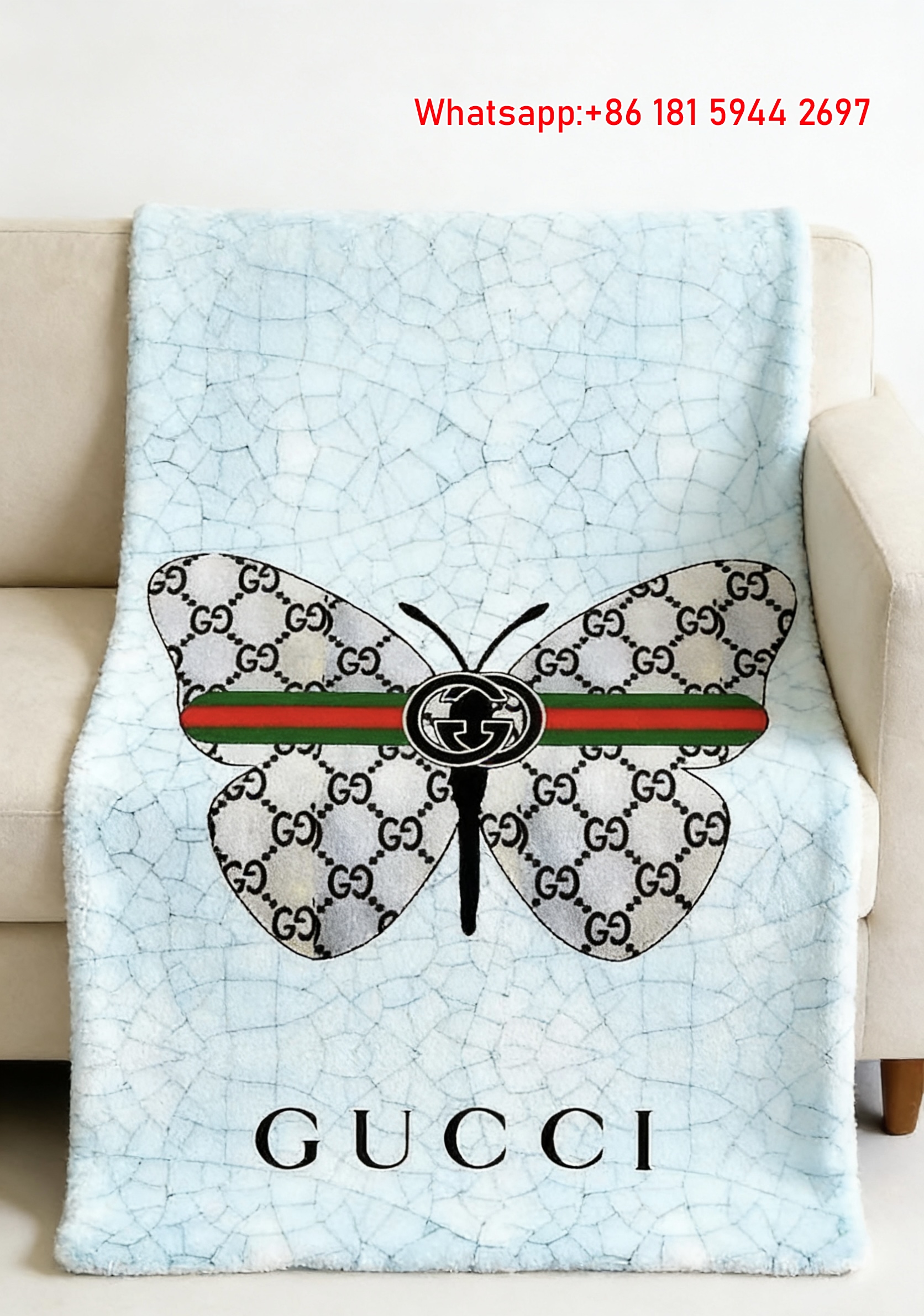 Gucci Butterfly Monogram Throw Blankets IMG_2989